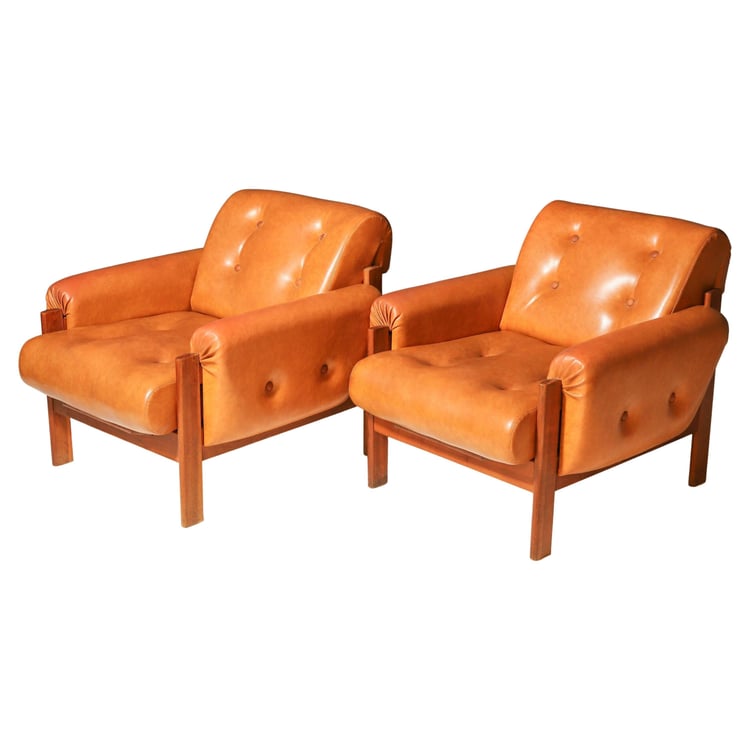 Vintage leatherette Armchairs, 1980s, Czechoslovakia 