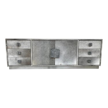 Global Views Modern Gray Hair on Hide Metro Long Media Cabinet