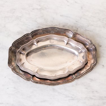 Trio of Engraved Silver Platters