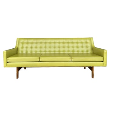 Mid-Century Modern Green Vinyl Sofa by Monarch Furniture Company