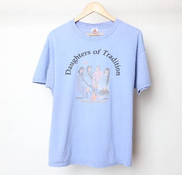 vintage blue 1990s DAUGHTERS of TRADITION faded slouchy t-shirt -- size xl 