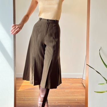 80s Brown Wool Culottes | S