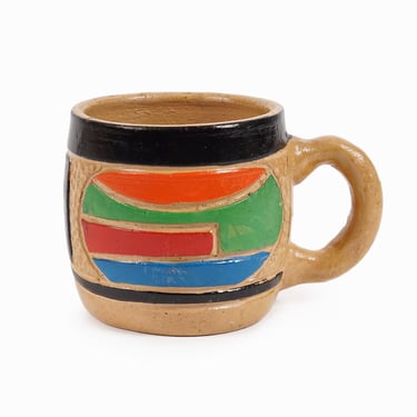 South American Ceramic Mug Coffee Tea Cup Mexican Pottery Vintage 