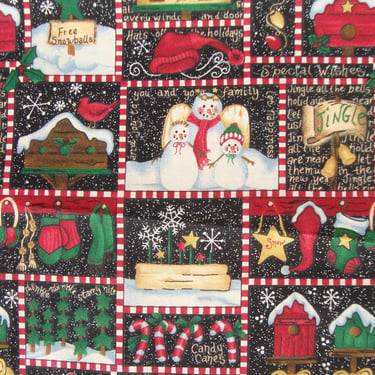 Christmas Fabric Snowman Holiday Leslie Beck for VIP Fabrics Cranston Works 1.6 Yds 