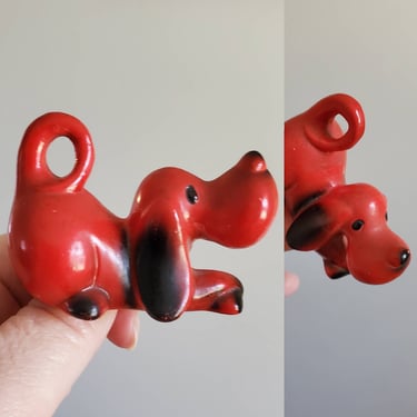 Vintage Miniature Ceramic Red Dog 60s Home Decor 60's Collectibles 