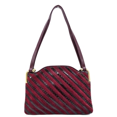 Burgundy Suede And Snakeskin Handbag