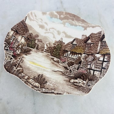 Vintage Johnson Bros Olde English Countryside Serving Platter,  1970s Brown Transferware Hand Engraved,  English Platter, Housewarming Gift 