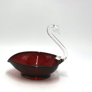 vintage Viking Ruby Red Swan Dish 