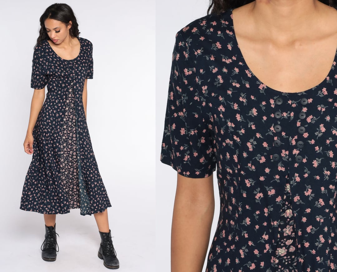 90s floral shop grunge dress