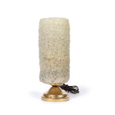 Clear Spun Spaghetti Lucite Table Lamp With Gold Base 