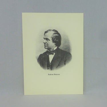 60s Andrew Johnson Portrait - Print Lithograph Poster - President of the United States - 8 3/4
