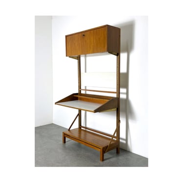 Vintage Mid Century Modern Freestanding Wall Unit Desk 1960s 