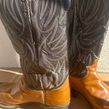 Justin Cowboy Boots - 2 Tone w/Lizard Toe