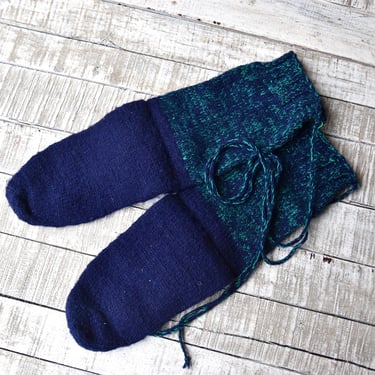 Vintage Traditional Bulgarian Men’s  Colorful Hand Knitted Woolen Socks 
