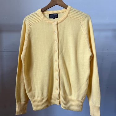 Size 40, Vintage 1980s 1970s Yellow Cardigan, Button Up, Cute, S3 