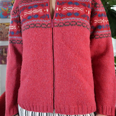 Vintage Talbots Wool Fair Isle Sweater Zip Up