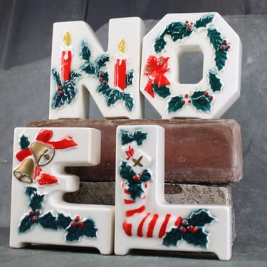 Lipper & Mann NOEL Candleholders | Vintage Ceramic NOEL Letters | Mid-Century Christmas | circa 1950s | Free Shipping 