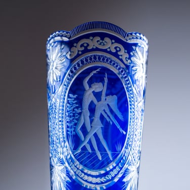 Bohemia Cobalt blue Vase/ Art deco vase 