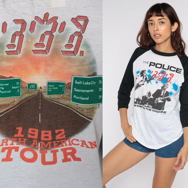 Vintage 1982 The Police Shirt Ghost In The Machine Band Tshirt Tour T Shirt 80s Concert Baseball Tee Tshirt Vintage 1980s Rock Medium Large 