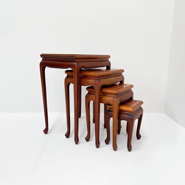 Vintage Chinese Hardwood Set of 4 Nesting Tables 