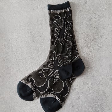 Kapital 168 Yarns Nazca Quilt See Through Socks, Black