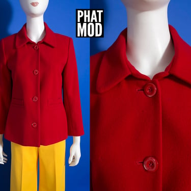 Cozy Vintage 80s 90s Red Wool Shorter Coat 