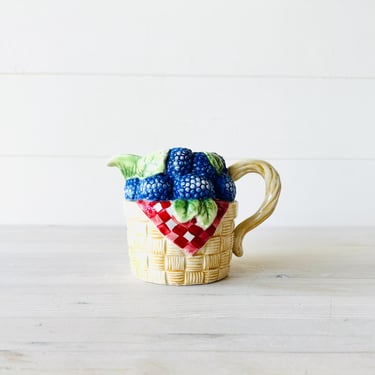 Adorable Blackberry Ceramic Cream Pitcher 4 Inches Tall 