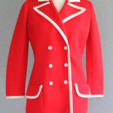 1970s - Red - Color Blocked -  by ACTlll - Blazer - MCM - Estimated size M 