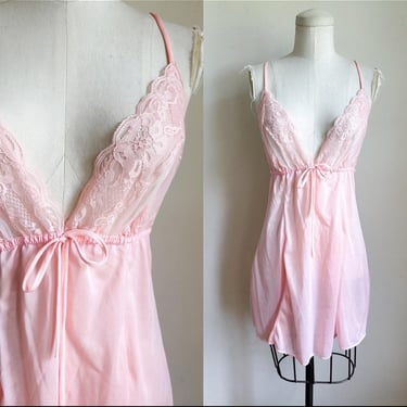 Vintage 1970s Pink Lace Teddie \ M 