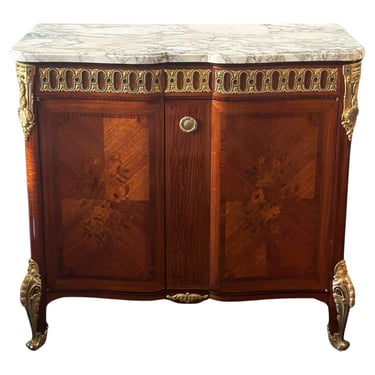 French Late 19th Century Cabinet w/ Marble Top &amp; Bronze Mounts