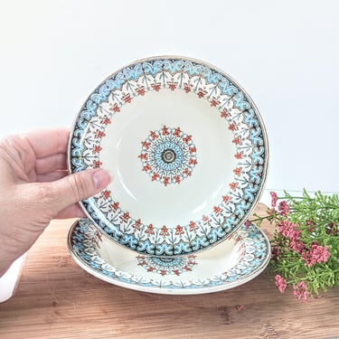 2 Vintage W.T. Copeland DENMARK Berry Ice Cream Dessert Bowls/Moorish Revival Medallion Pattern/Spode Stoke on Trent/ French Country Cottage 
