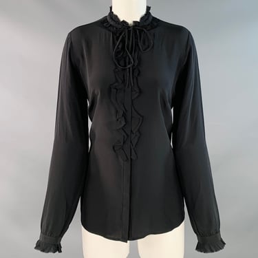 ZADIG & VOLTAIRE Size M Toile Black Silk Ruffled Hidden Placket Shirt