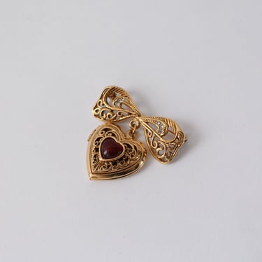 Vintage Heart Locket Brooch