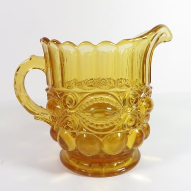 Vintage L. G. Wright Eyewinker Amber Glass Cream Pitcher 