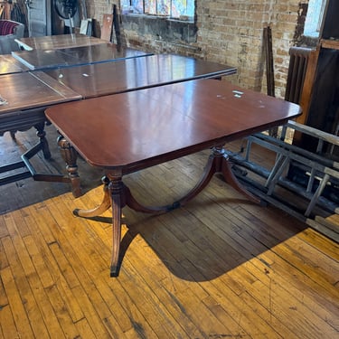 Rounded Corner Double Tripod Leg Dining Table w 1 Leaf