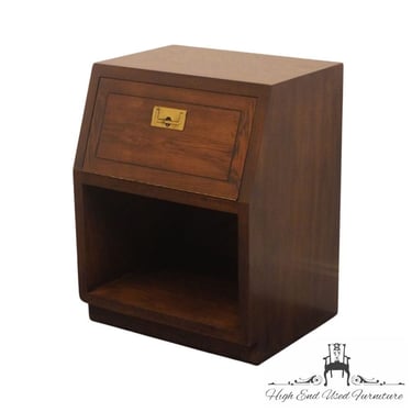 HENREDON FURNITURE Solid Walnut Campaign Style 22" Open Cabinet Nightstand 