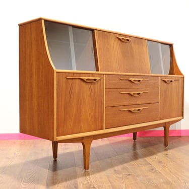 Mid Century Modern Vintage Teak Buffet Crednza Sideboard by Jentique Danish Style - Vintage Furniture Scandinavian Style 