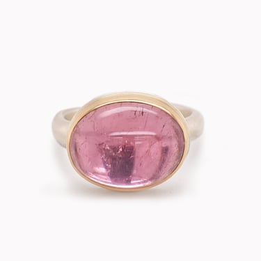 Pink Tourmaline Cabachon Statement Ring