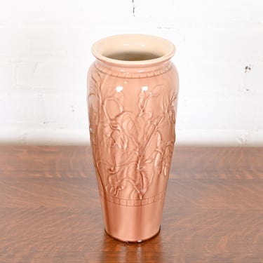 Rookwood Pottery Arts & Crafts Large Glazed Ceramic Lily Decorated Vase, 1944