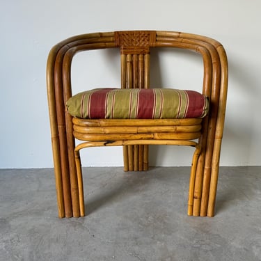 Vintage Coastal Bent Bamboo Lounge Chair 