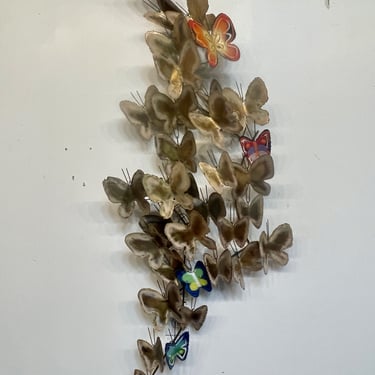 Curtis Jere Brutalist Torch Cut Metal Butterflies Wall Sculpture 1960s 