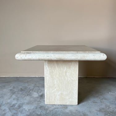 Italian Postmodern Travertine Side Table by Stone International 