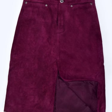 Purple Real SUEDE Skirt GAP sz Small Vintage 1990's Y2K Fitted Pencil Skirt Dress Leather Maroon Eggplant 