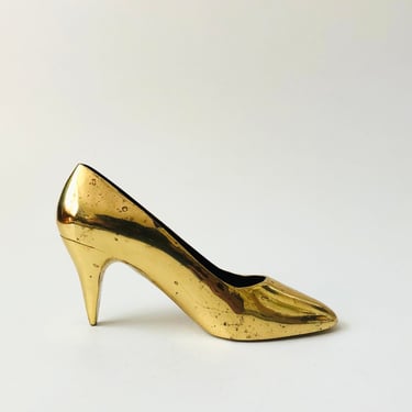 Brass High Heel Shoe Paperweight 