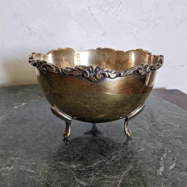 Small Vintage Ornate Brass Footed Bowl 