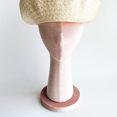 1960s Ivory Straw Woven Beret
