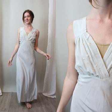 1930s PALE BLUE rayon nightgown dress small | new spring 