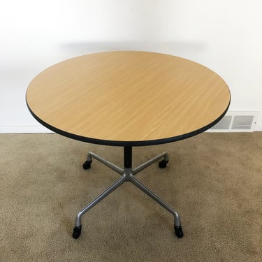 mid century Herman Miller Eames Aluminum Group round dining office table 