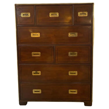 Midcentury Modern Campaign-Style Rosewood Highboy Dresser by Baker