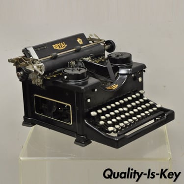 Antique Royal Model 10 Manual Typewriter 1930s Vintage Beveled Glass